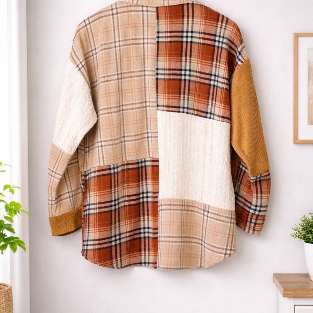 Polagram Multicolor Plaid Patchwork Shacket - image 3